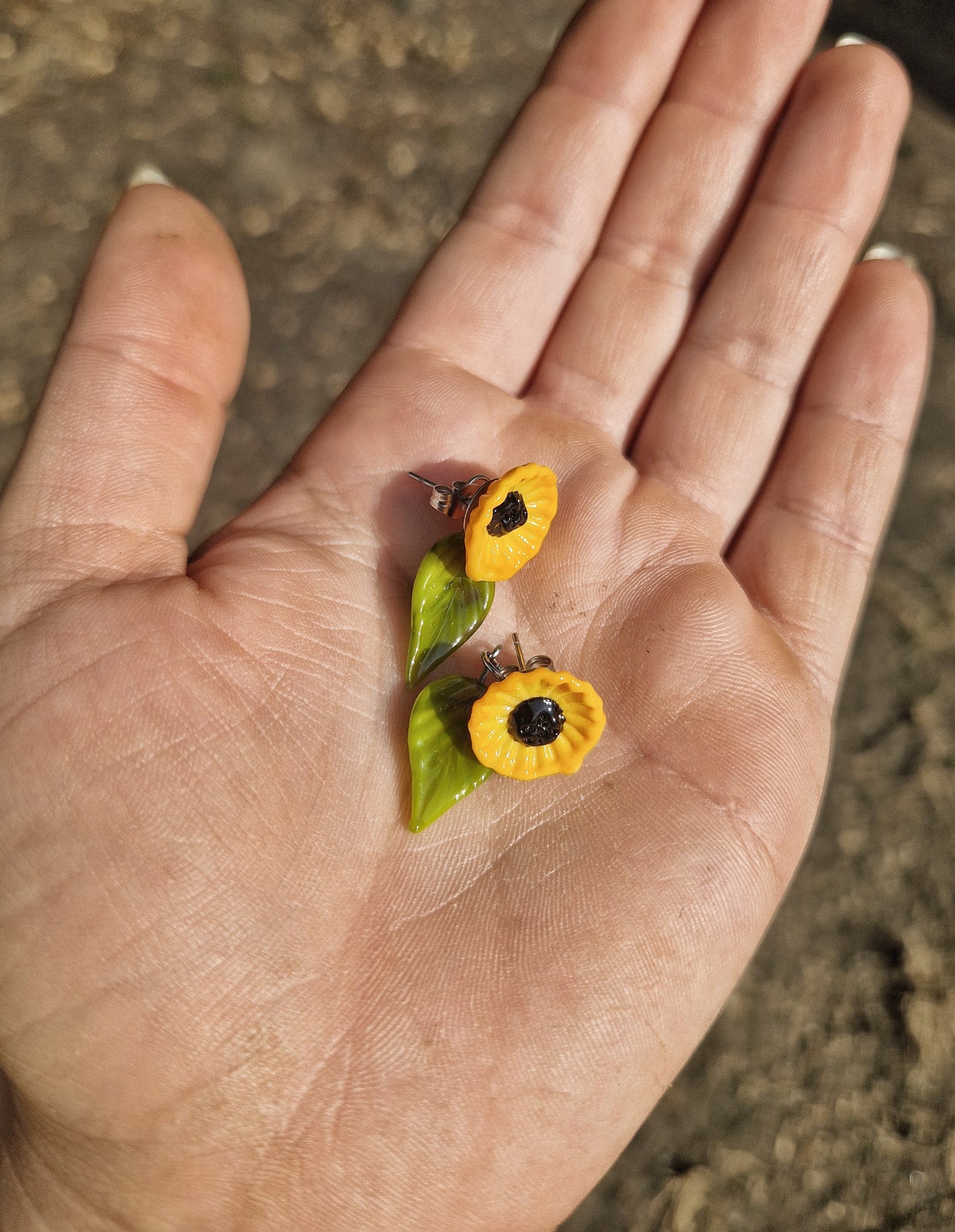 Boucles d'oreilles feuilles de Tournesol