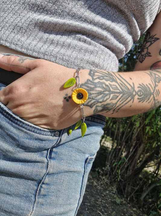 Bracelet feuilles de tournesol