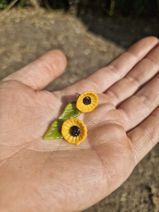 Boucles d'oreilles feuilles de Tournesol